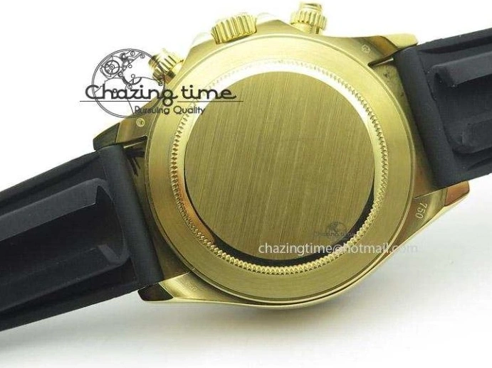 MiroTime 0403 Stylish Daytona YG BP Maker Gold Dial Sticks Markers On Rubber Strap A7750@ 4012